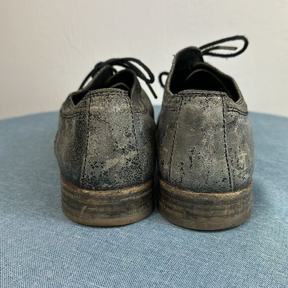 All Saints Spitalfields Men’s Silver Metallic Gray Suede Oxford Shoes Size 45/12